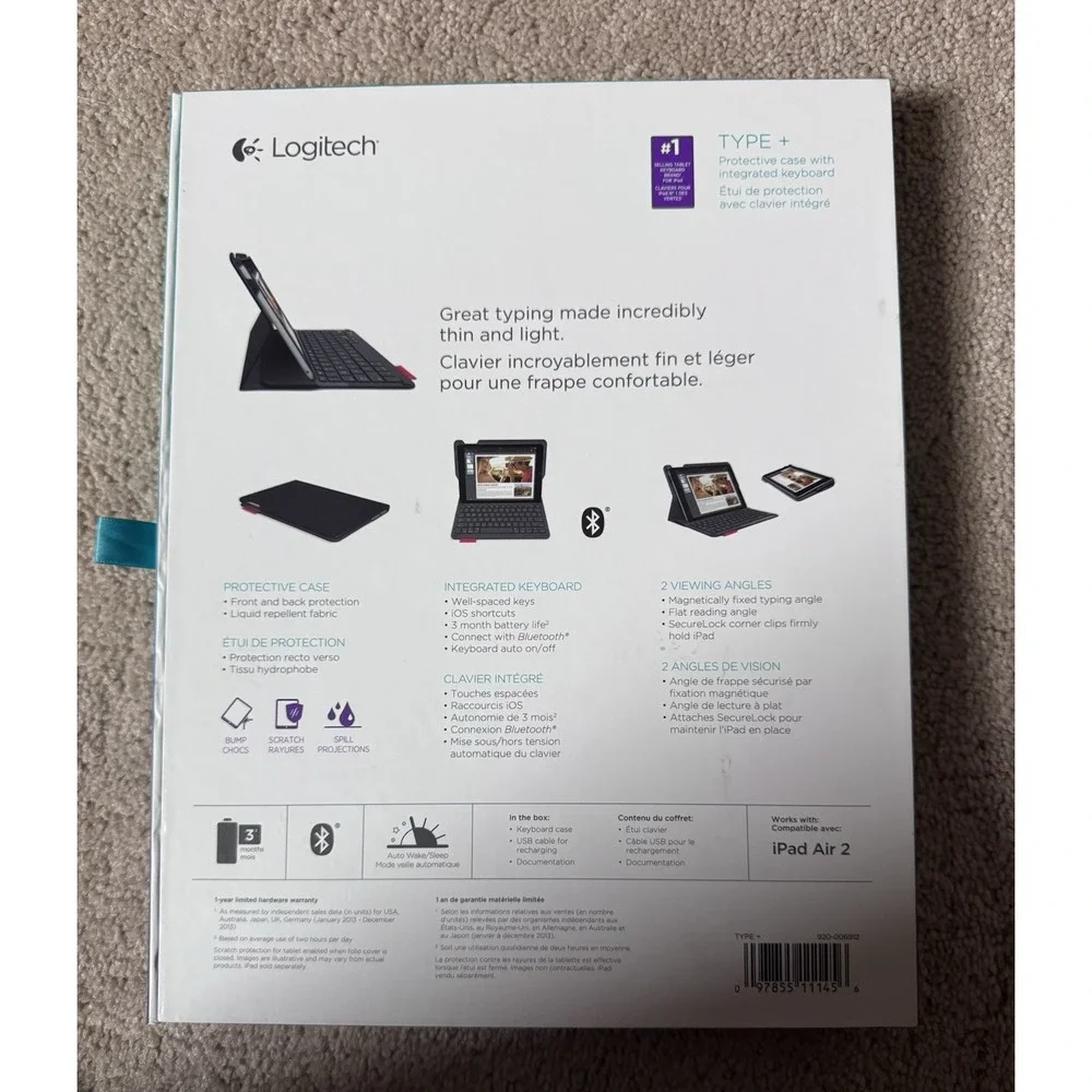 Logitech Type+ Folio Case, Integrated Keyboard for iPad Air 2,‎ 920-006912